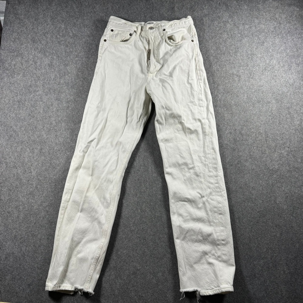 AGOLDE 90s Jean White‎ High Rise Straight Leg Raw Hem Denim Size 25x28 Premium